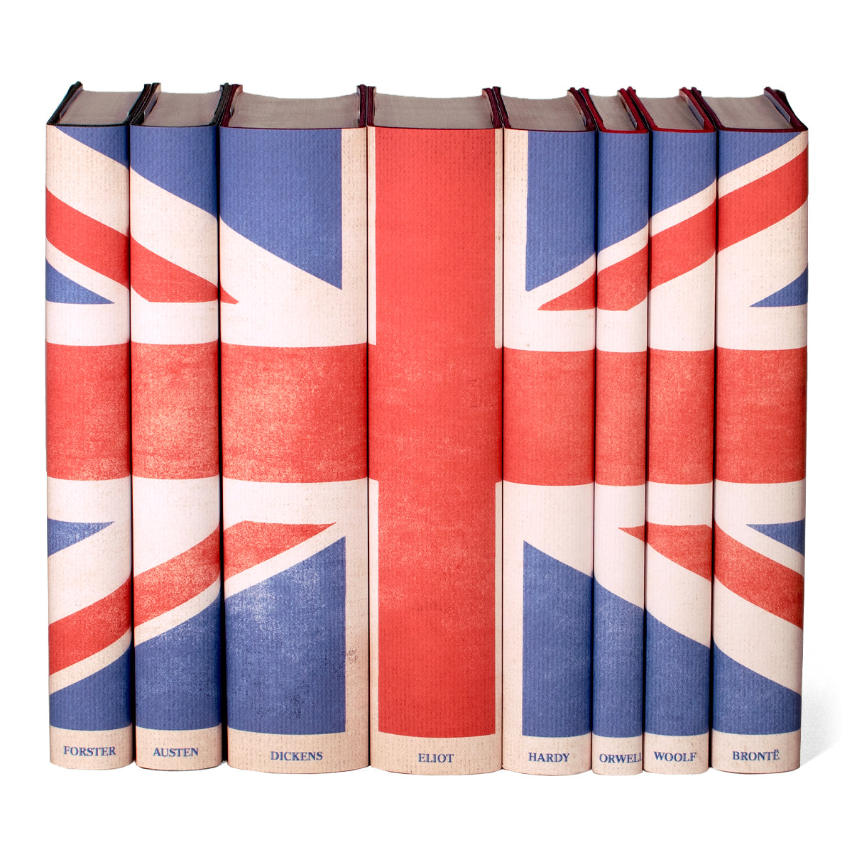 stack of books with Union Jack wrapped around them