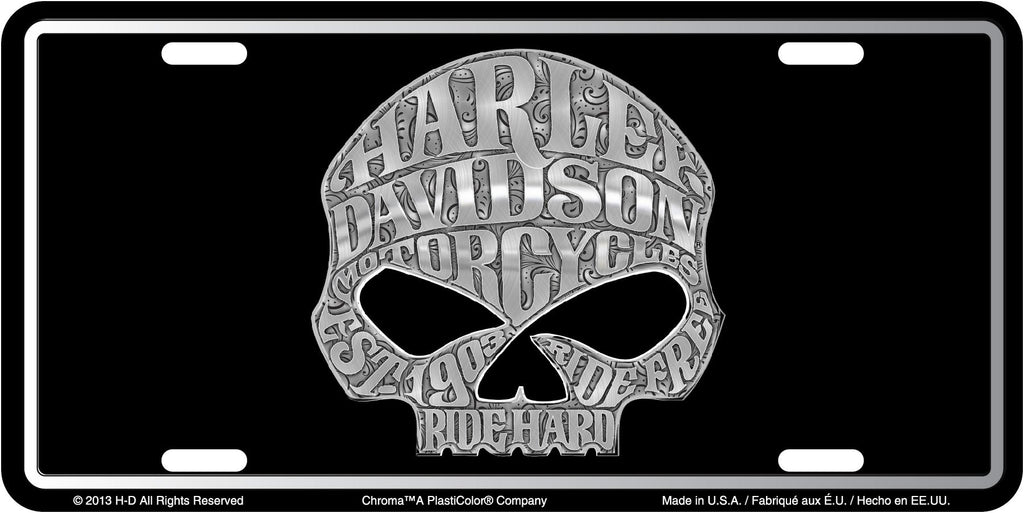 Harley Davidson Willie G Skull Stamped Metal Front License Plate Cg Superstition Harley Davidson