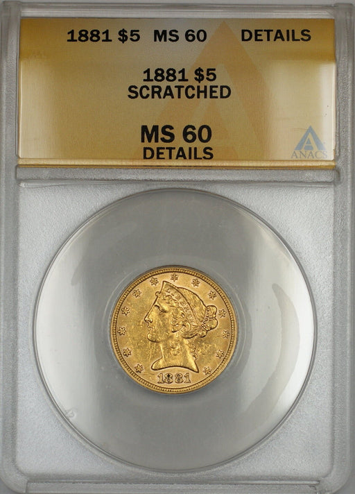 1913-S Indian Head Half Eagle $5 Gold Coin ANACS AU-55 Details