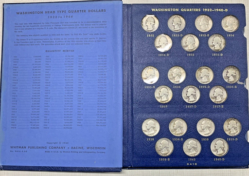 WHITMAN US COIN BOOK # 1 WASHINGTON HEAD QUARTERS 1932 to 1945