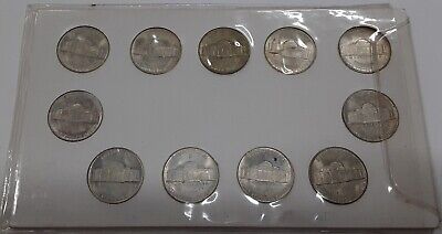 1942-1945 Silver War Nickel Set - 11 Coins Total in Info Holder - Mostly UNC