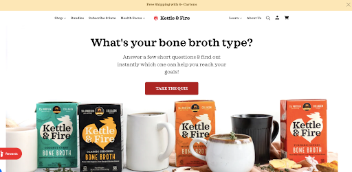Kettle and Fire use a quiz as their ecommerce lead magnet.