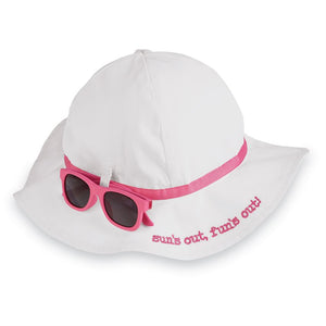 Mud Pie White Sun Hat & Glasses Set