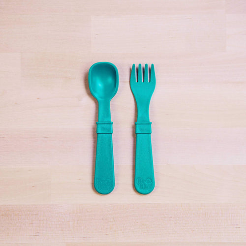 Re-Play Toddler Utensil Pair  Family Tableware Made in the USA from  Recycled Plastic
