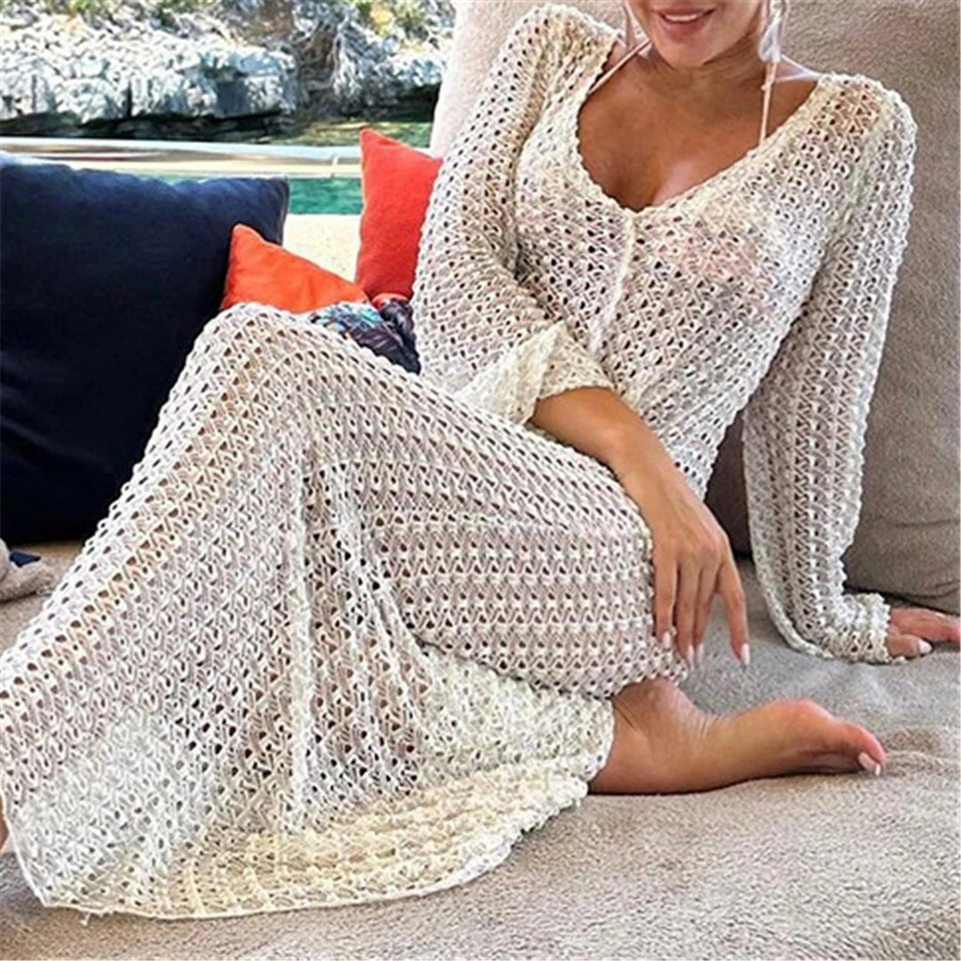 Long Sleeve Crochet Beach Tunic