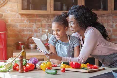 Kids making a recipe in the kitchen