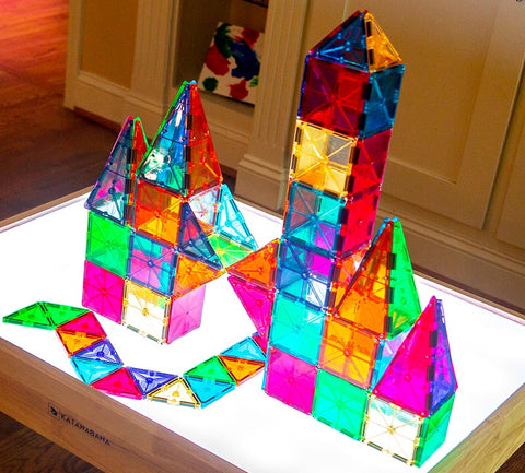 Magna-Tiles on light table