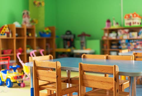 Montessori playroom table and chairs