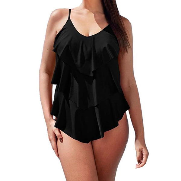 One piece swimsuit of black for full women