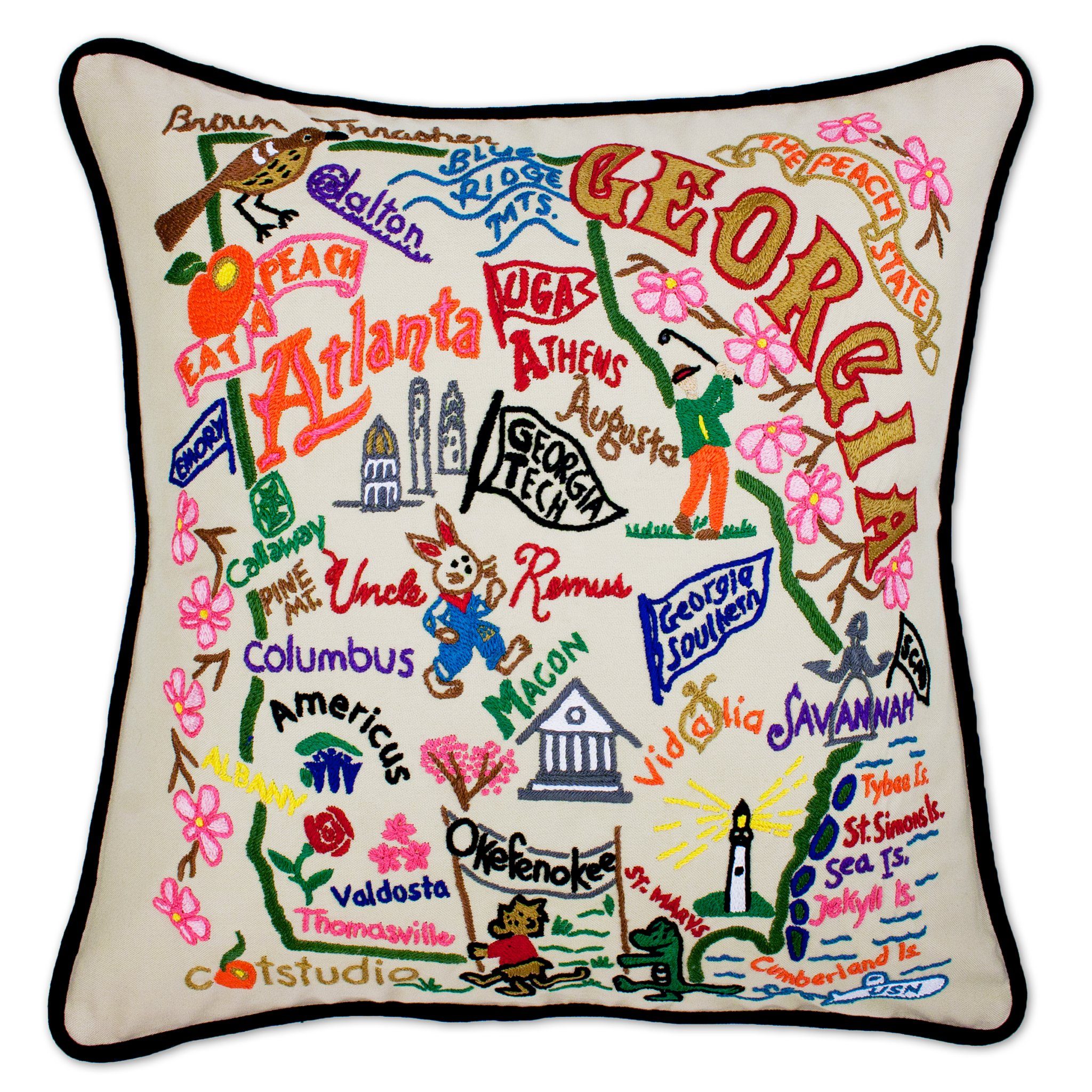 Georgia Hand-Embroidered Pillow | State 