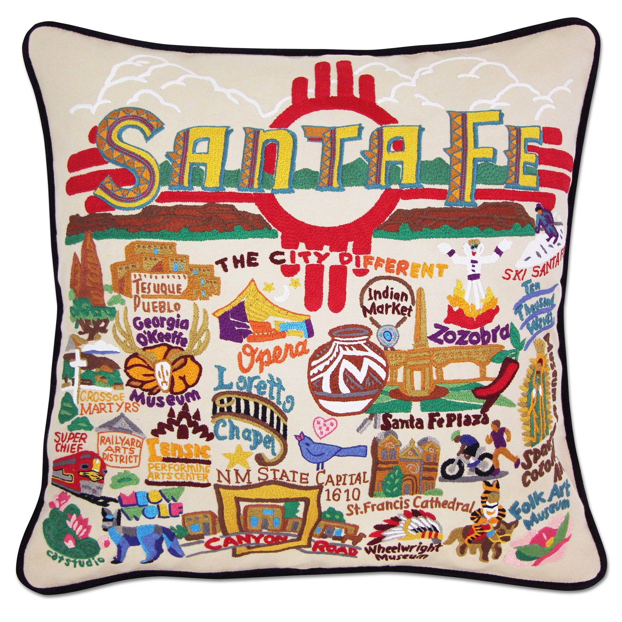 Santa Fe Hand Embroidered Pillow New Mexico Collection By