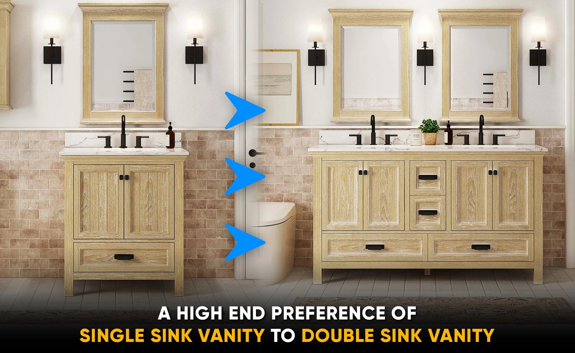 A High End Preference Of Single Sink Vanity To Double Sink Vanity