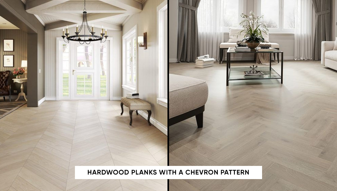 Hardwood Planks with a Chevron Pattern: