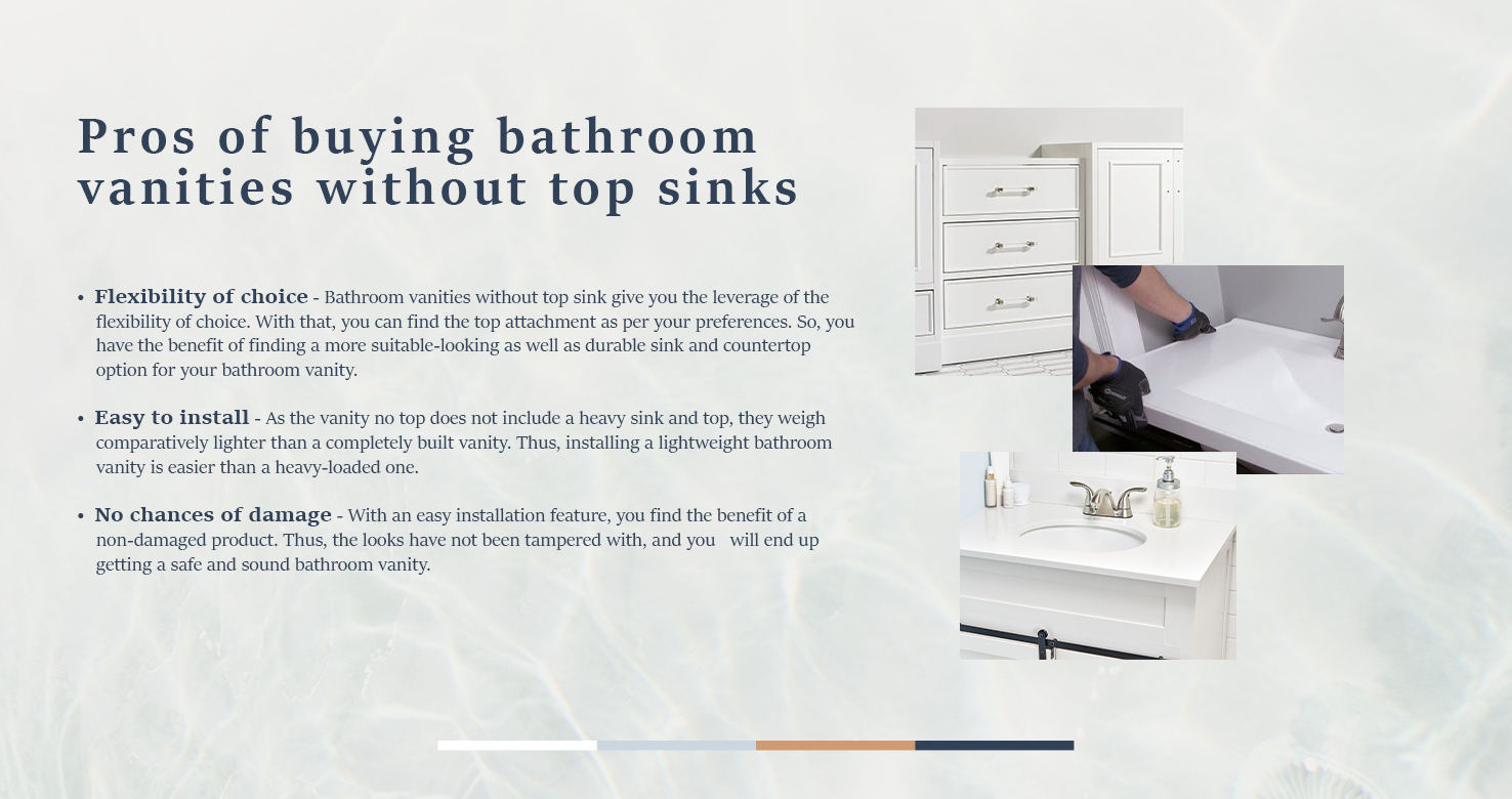 Pros of buying bathroom vanities without top sinks