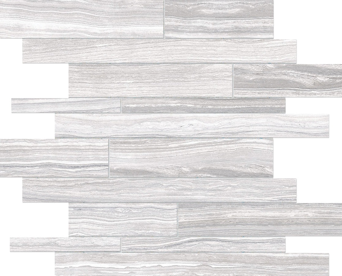 Eramosa Ice Random Strip Matte Glazed Porcelain Mosaic