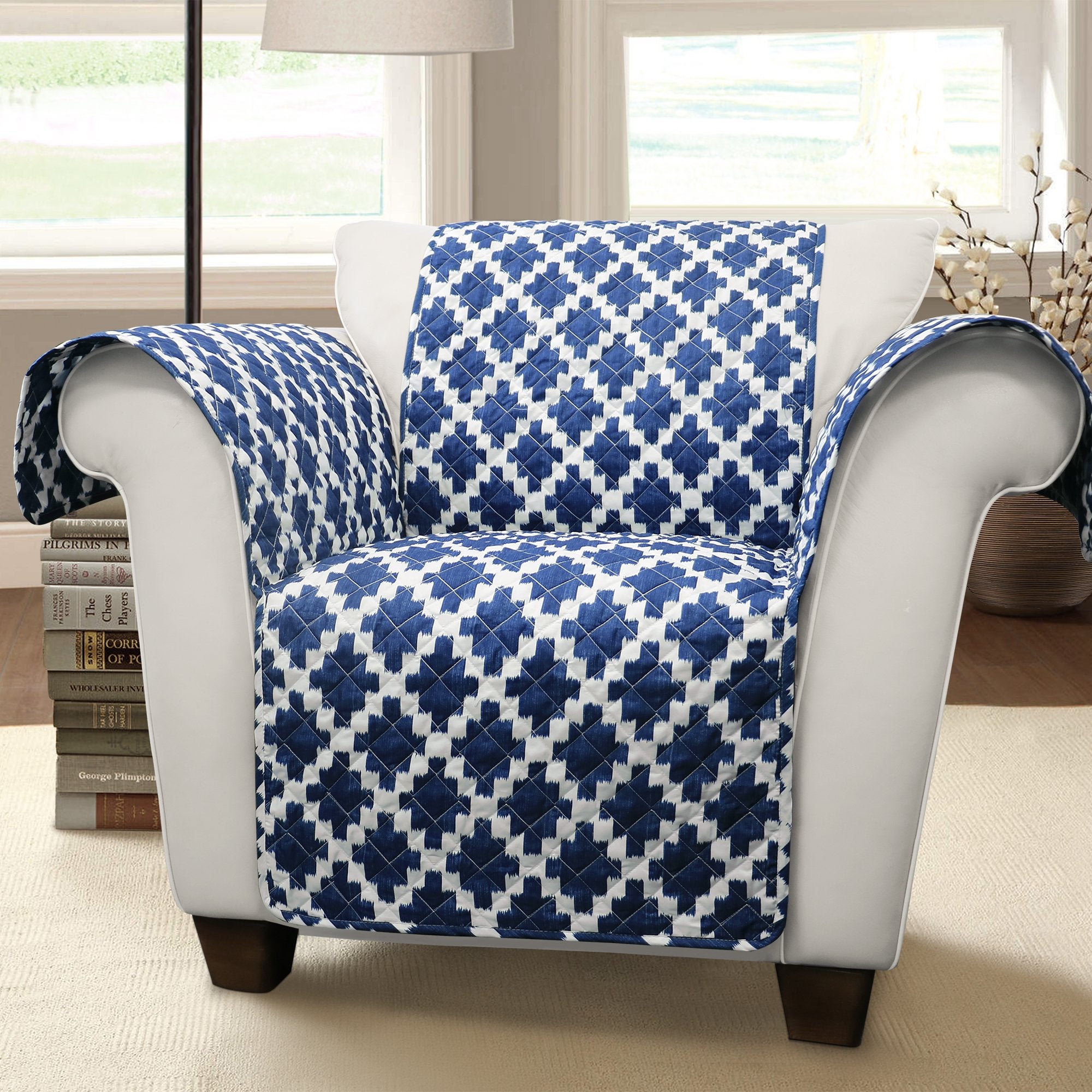 navy ikat chair