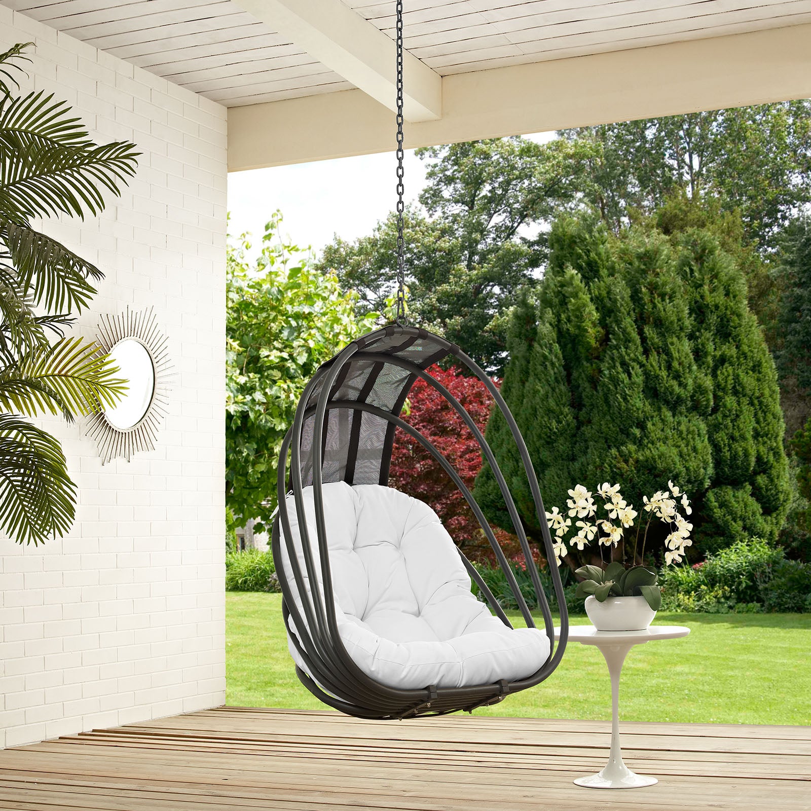 outdoor white swing chair