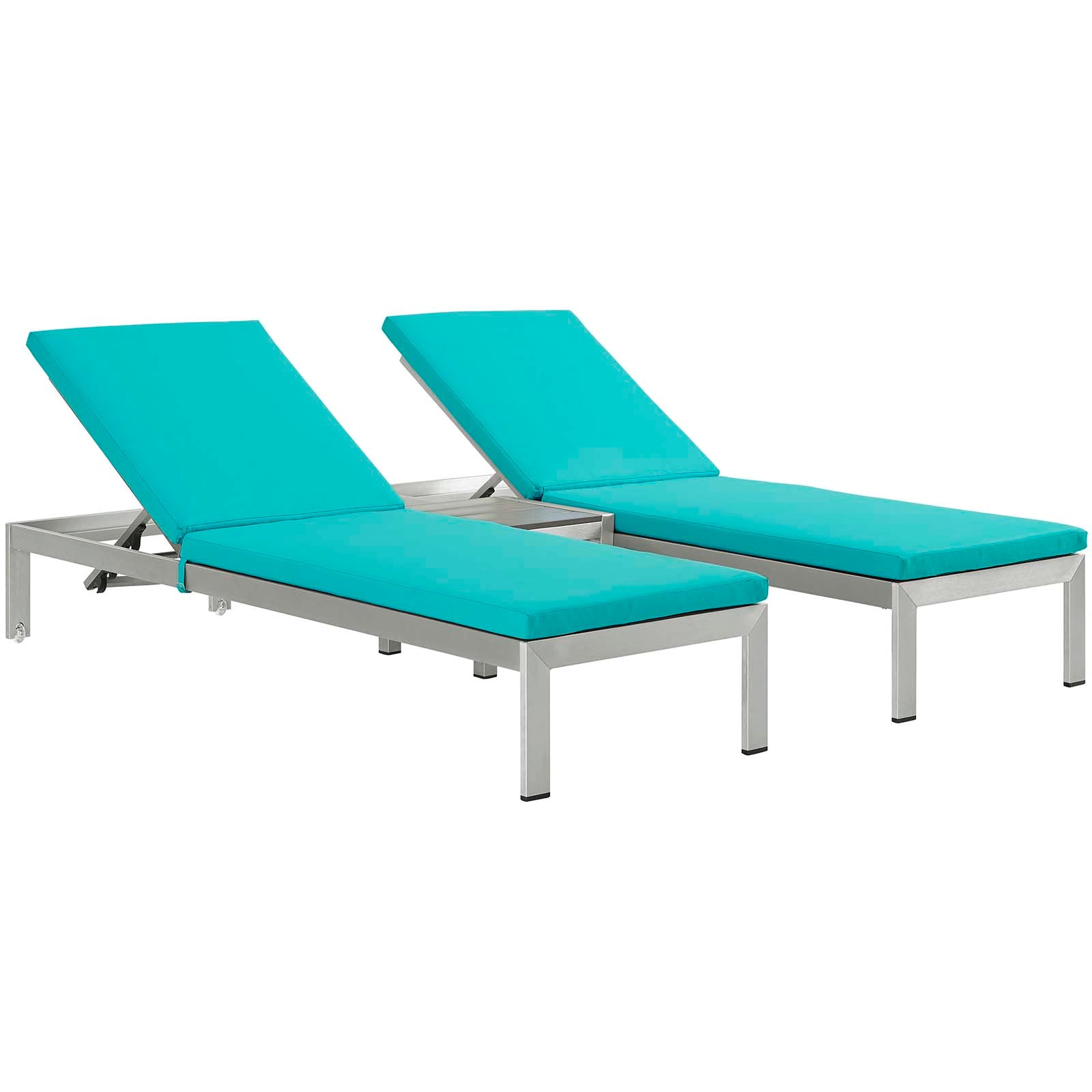 shore outdoor patio aluminum chaise with cushions