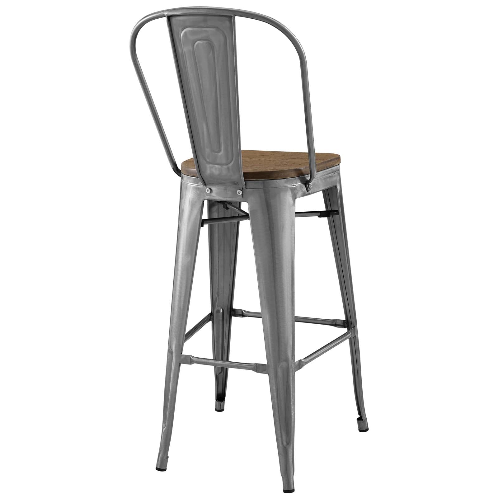 Industrial Promenade Aluminium Bistro Bar Stool With Arms - Farmhouse Bar Chairs
