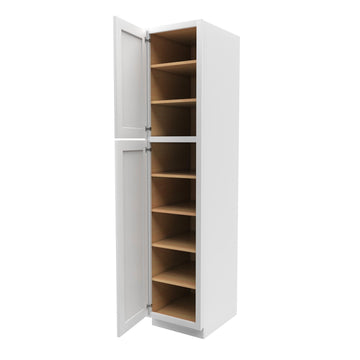 96 Inch High Single Door Tall Cabinet - Luxor White Shaker - Ready To