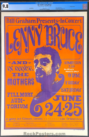 BG-13 - Lenny Bruce Final Show - Frank Zappa Mothers - 1966 Poster - Fillmore Auditorium - CGC Graded 9.8