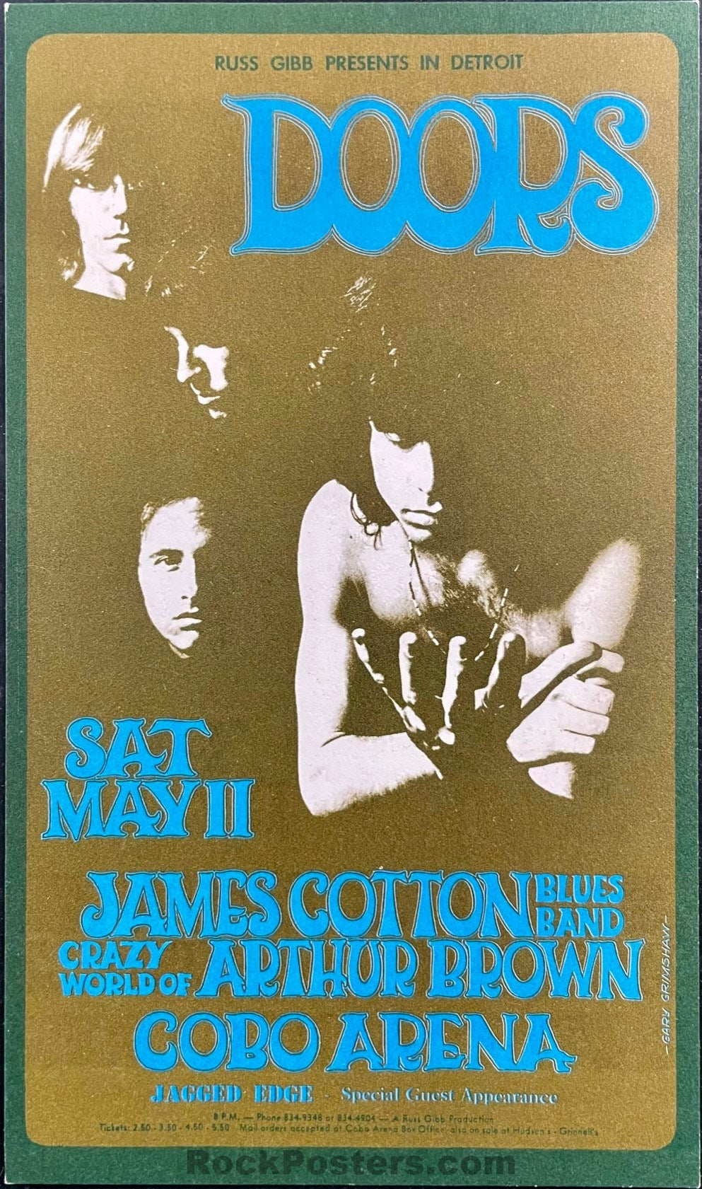 AUCTION - The Doors - 1968 Handbill - Cobo Arena Detroit - Near Mint M ...