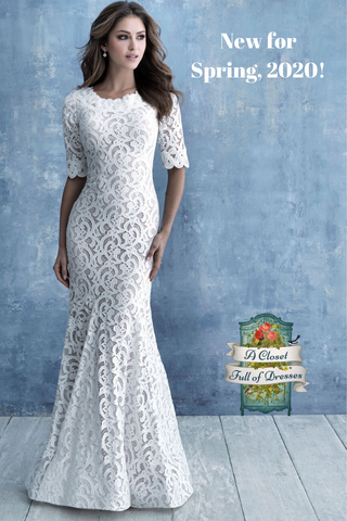 M638 modest lace wedding dress with sleeves boho plus size