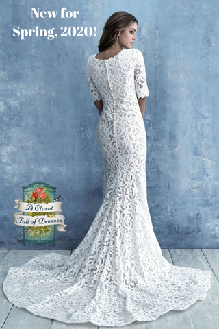 M638 modest lace wedding dress with sleeves boho plus size temple wedding