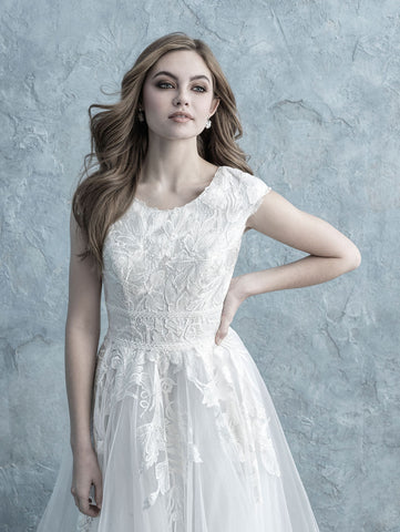 Allure Bridals Modest Collection lace modest wedding dress with sleeves