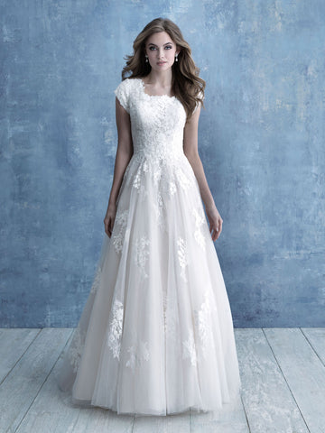 Allure Bridals M639 Modest Wedding Dress with sleeves LDS cheap bridal gown
