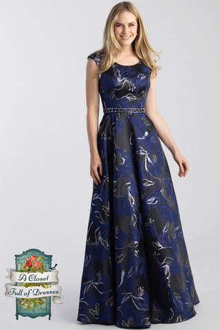 Black Green Floral modest prom dress with sleeves LDS formal gown for plus size