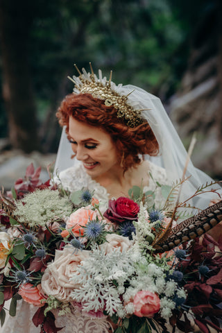 glorious crown on modest bride