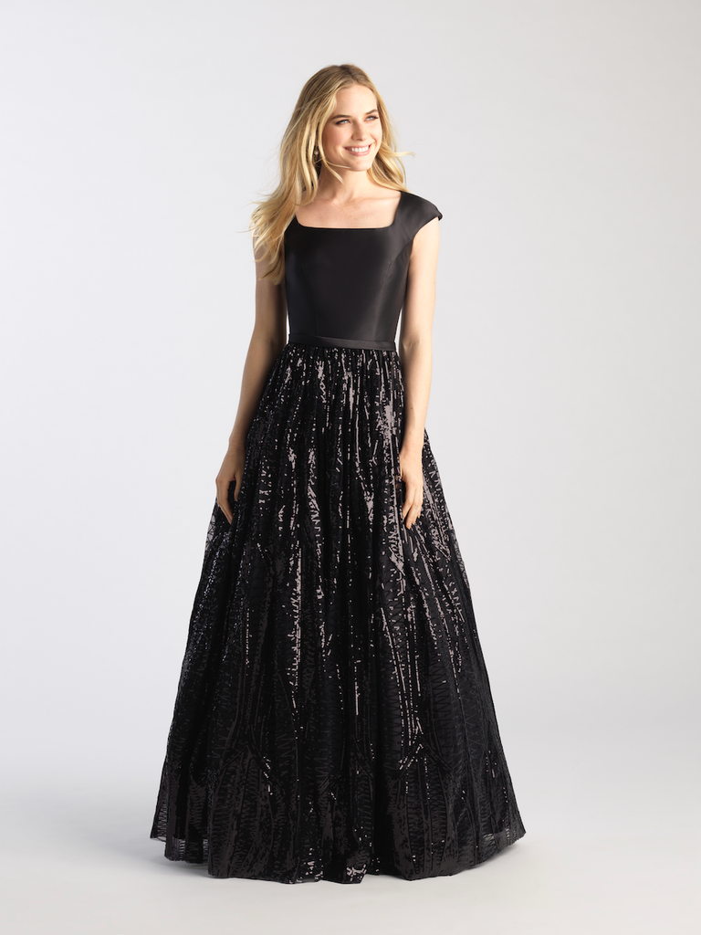 MJ 20-509M Black Modest Prom Dress | A Closet Full of Dresses