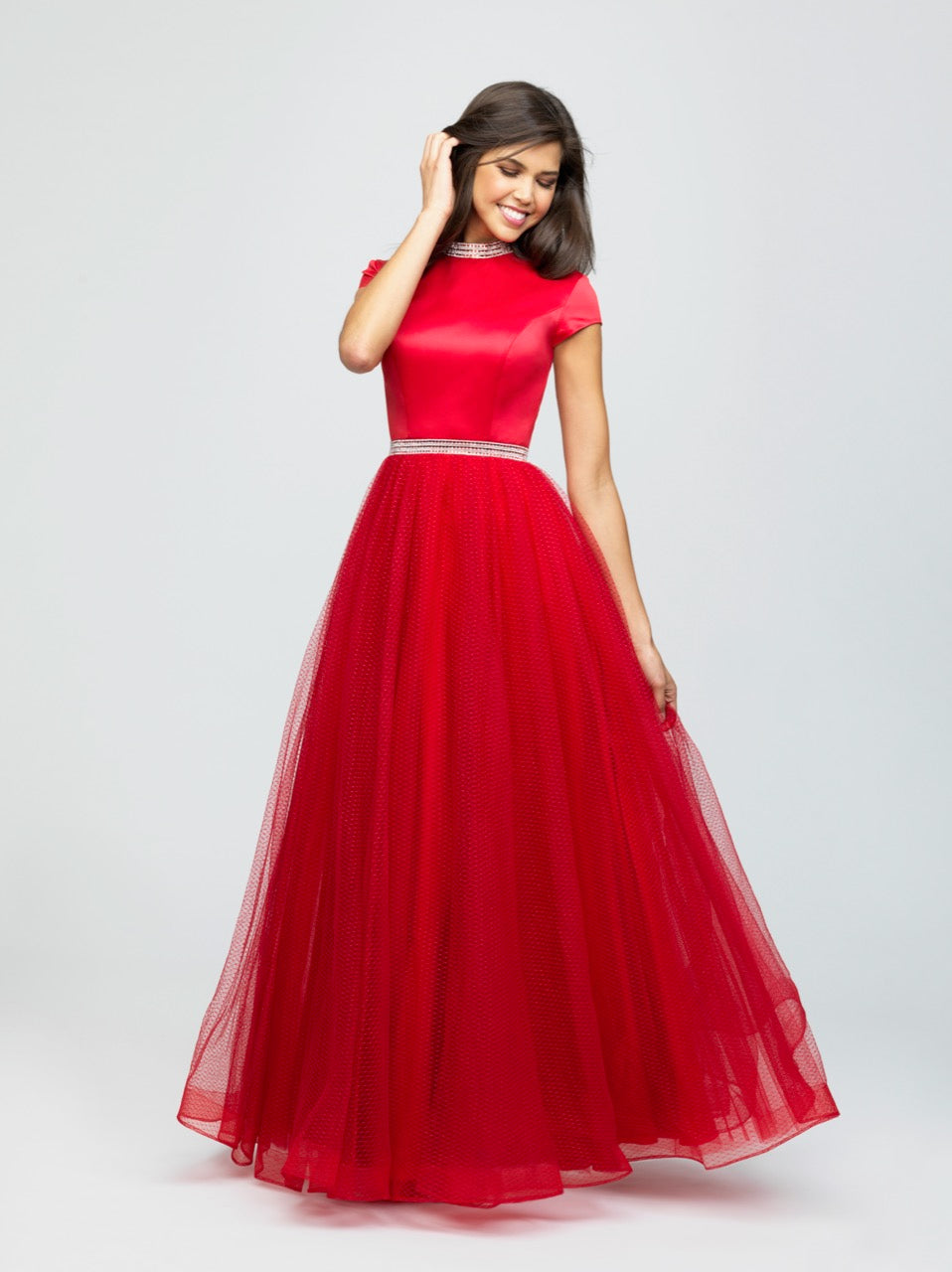 modest red prom dresses