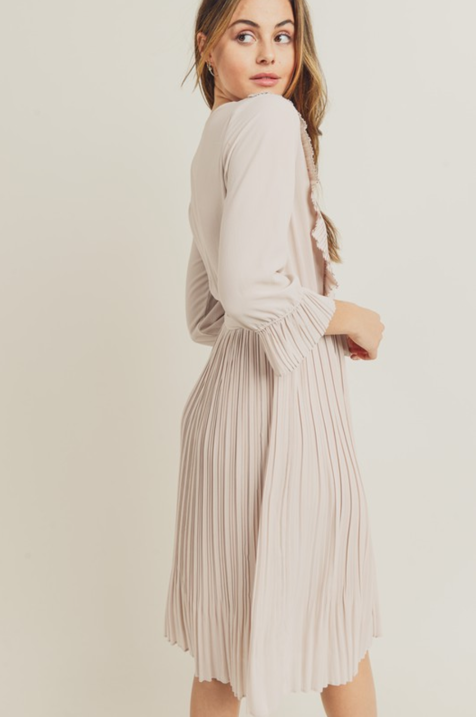 Eloise Silver Modest Pleated Dress | A 
