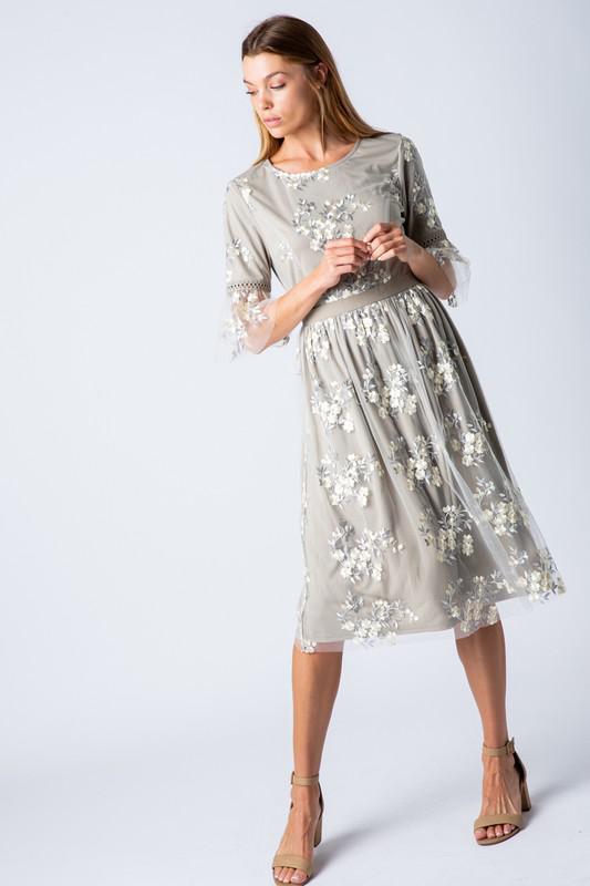 Mallory Grey Dressy Modest Casual Dress 