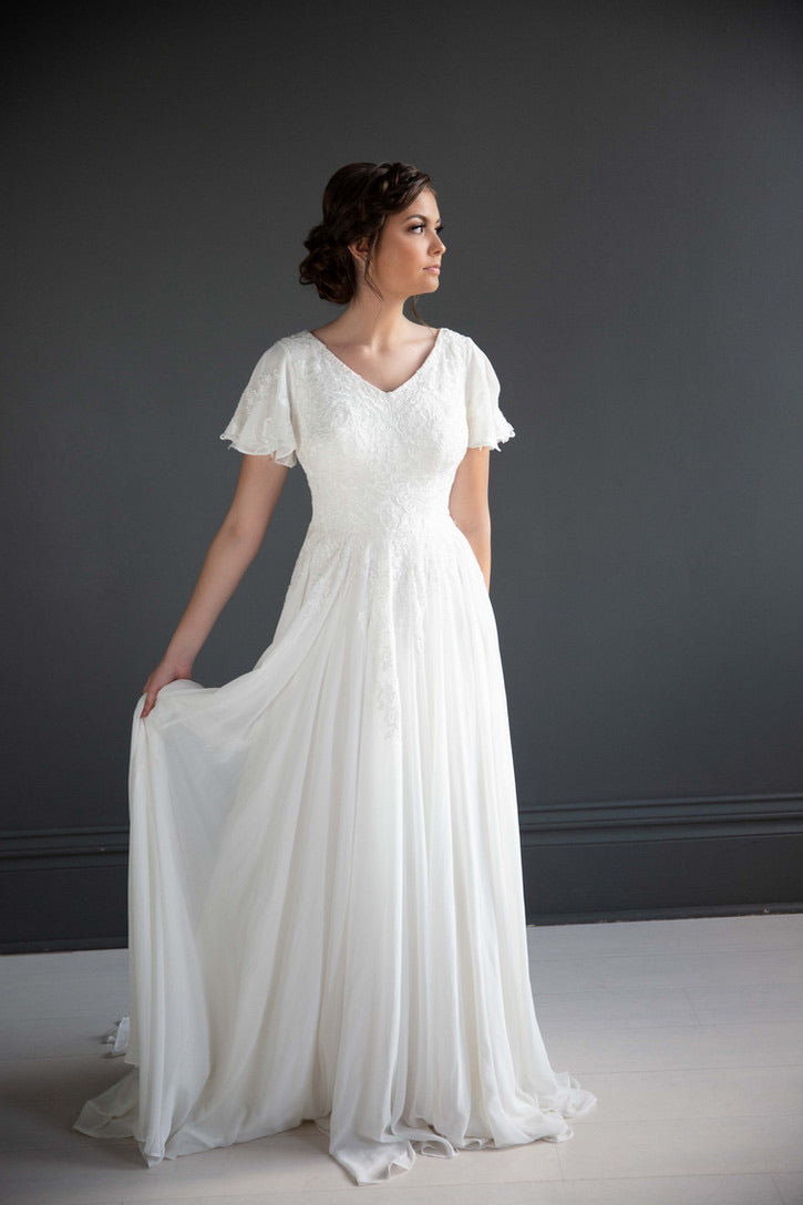 Jill Modest Wedding Dress – A Closet Full of Dresses