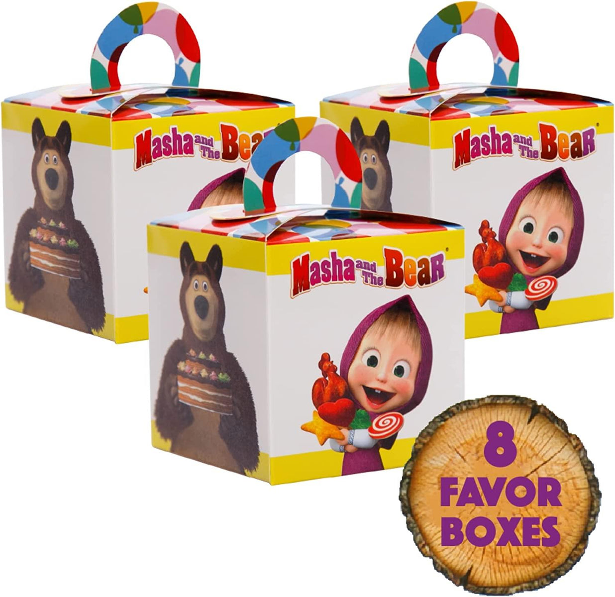 Masha and The Bear Party In A Box Cartoon Birthday Favor Boxes Decor Mighty Mojo