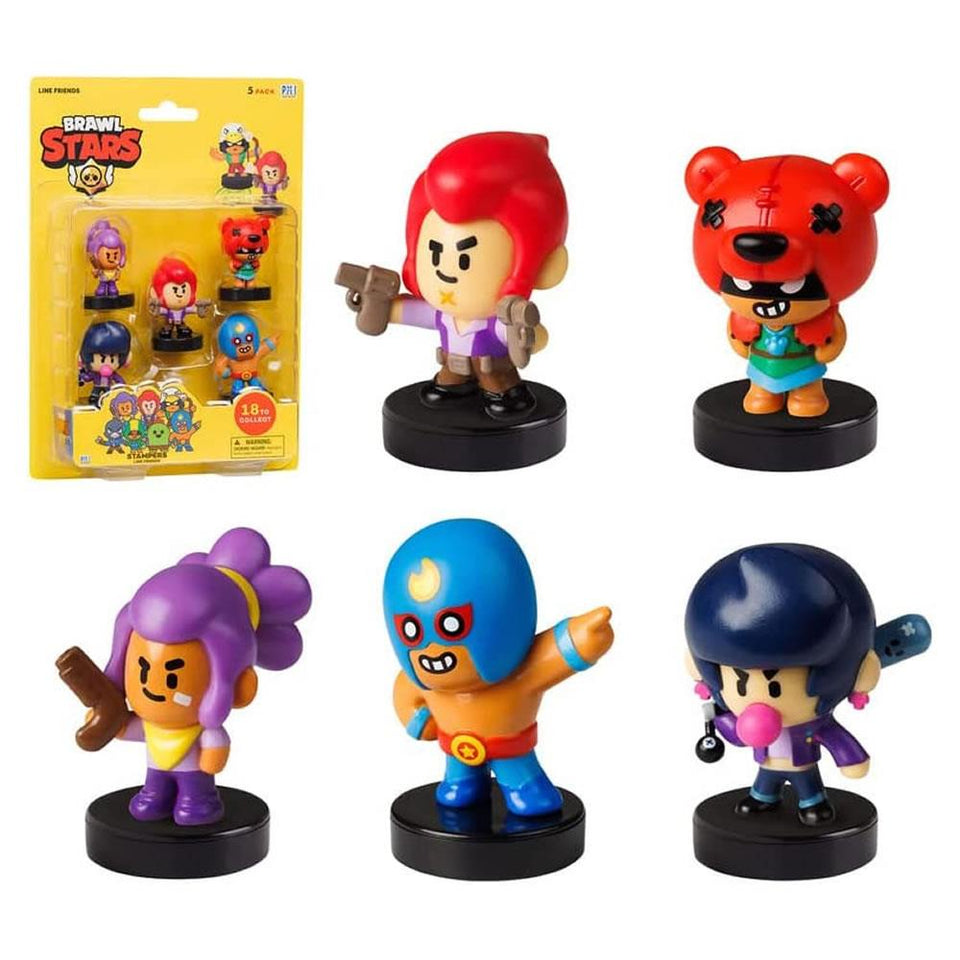 BRAWL STARS - Pack de 8 figuras: Jessie, Bo, Penny, Shelly, Bibi, Tara