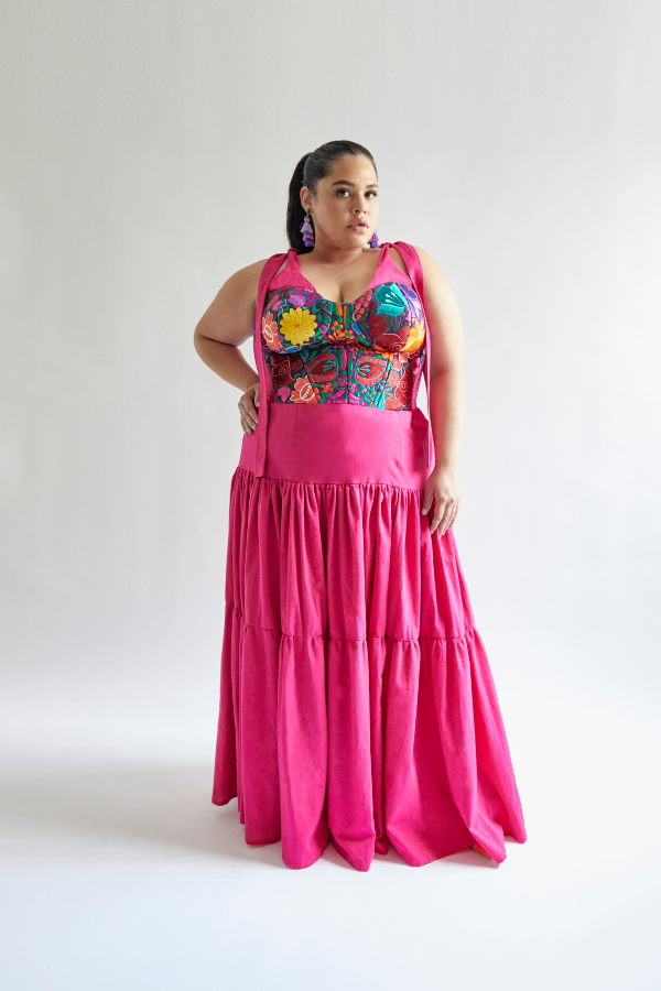 Pink Flower Embroidered Bustier - Nayibi México – Cadena Collective