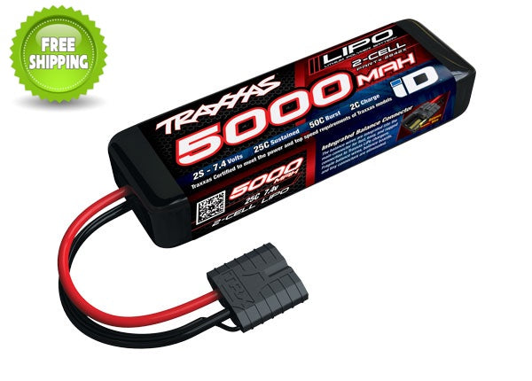 Traxxas TRA2842X LiPo Battery 25C 7.4V/Volt 2S/Cell 5000mAh TRA ID & Plug: 1/10