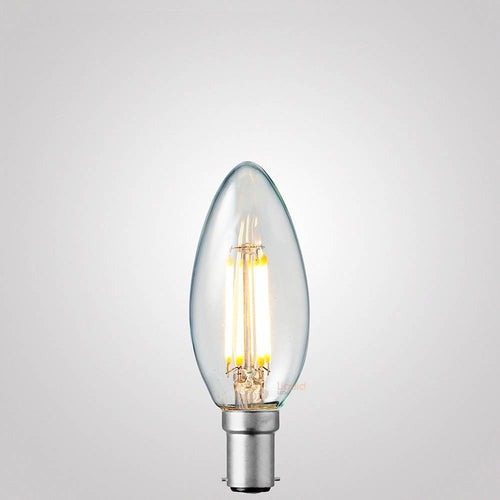 4W 12 Volt DC Candle Dimmable LED Filament Bulb (B15) Clear in Warm White