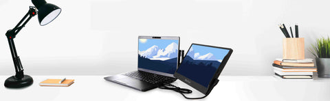 SideTrak Giratorio para computadora portátil en un escritorio limpio y organizado