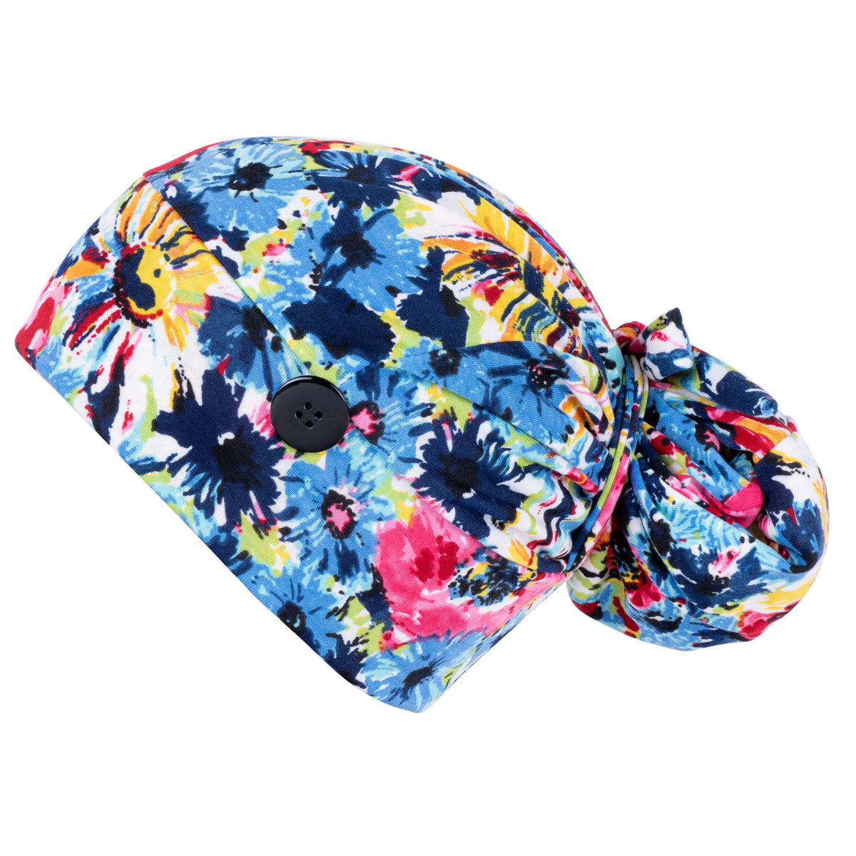 Ponytail Scrub Cap - Soft Navy Floral - First Lifesaver