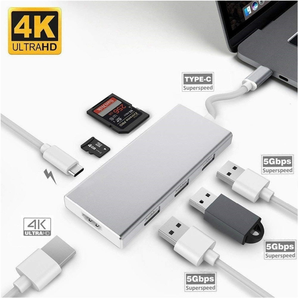Type-C Thunderbolt 3 USB-C to USB3.0 OTG & HDMI & SD TF Card & Power ...