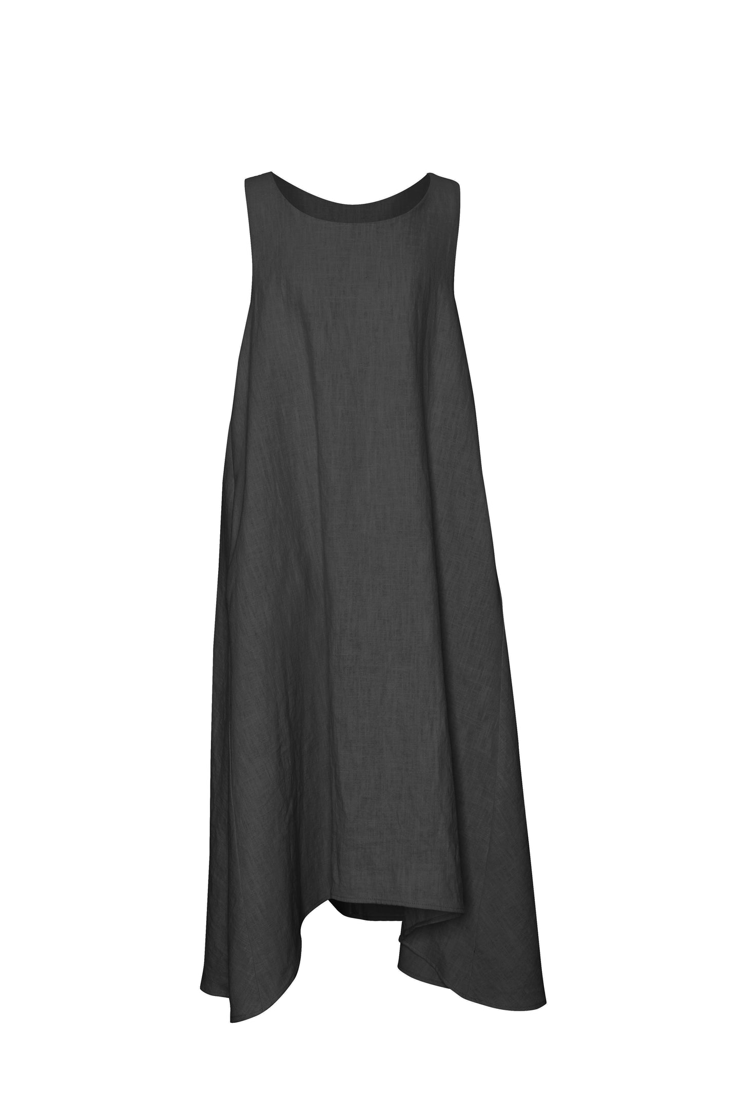 black linen sleeveless dress