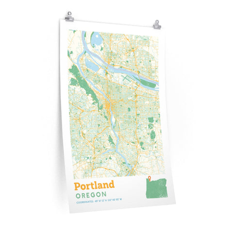 Portland Oregon City Street Map Poster