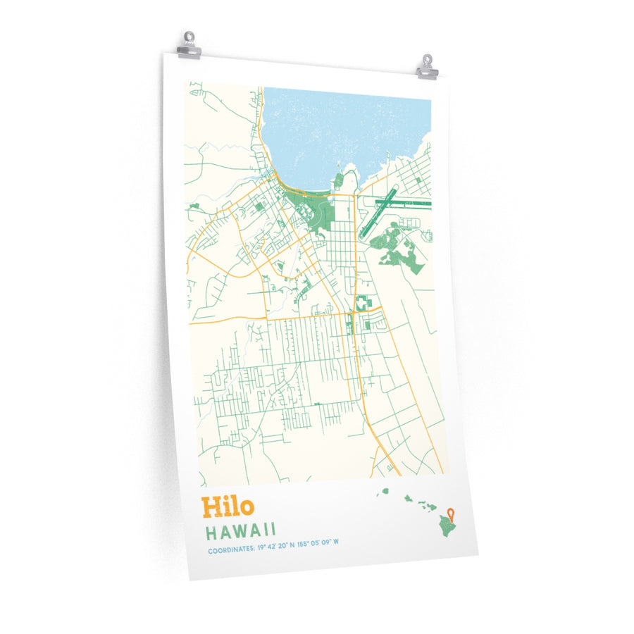 Street Map Of Hilo Hawaii Hilo Hawaii City Street Map Poster - Allegiant Goods Co.