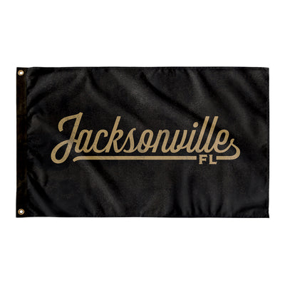 Jacksonville Florida Wall Flag (Black & Gold)-Wall Flag - 36"x60"-Allegiant Goods Co. Vintage Sports Apparel