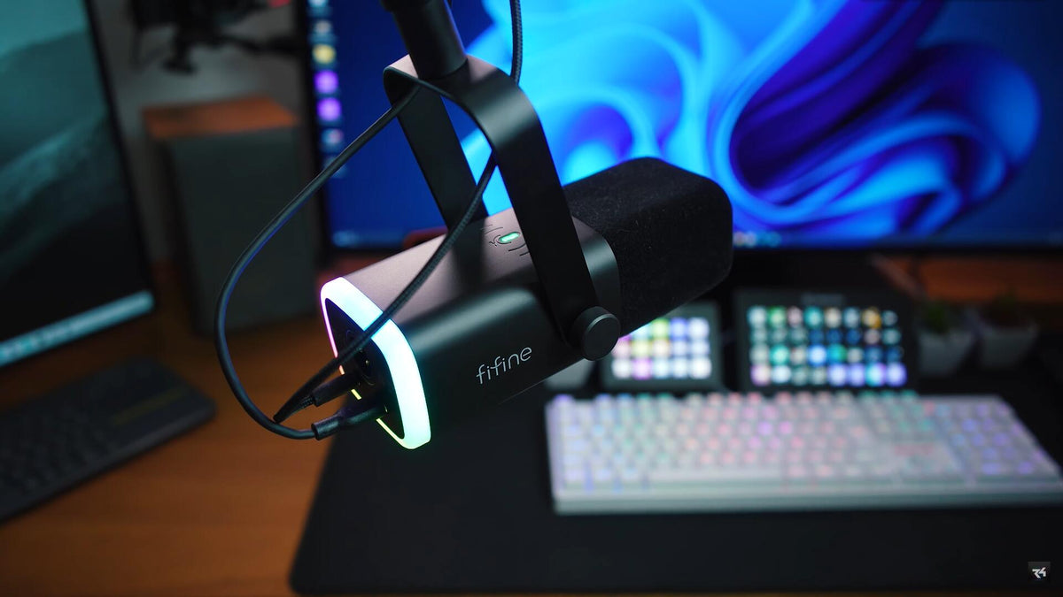 FIFINE AM8 XLR/USB Dynamic Microphone for Podcast Recording, PC Computer  Gaming Streaming Mic with RGB Light